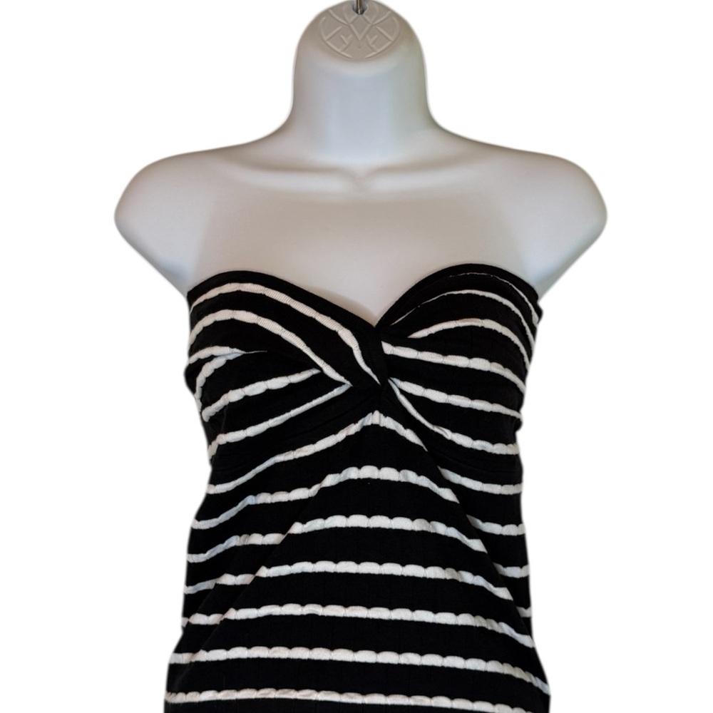 Zenana Strapless Black & White Stripe Bandeau Top